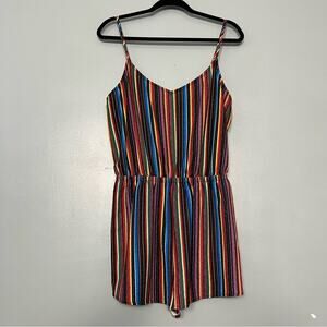 Show Me Your MuMu Rorey Fiesta Multi Stripe Romper Shorts Tassels Women’s M